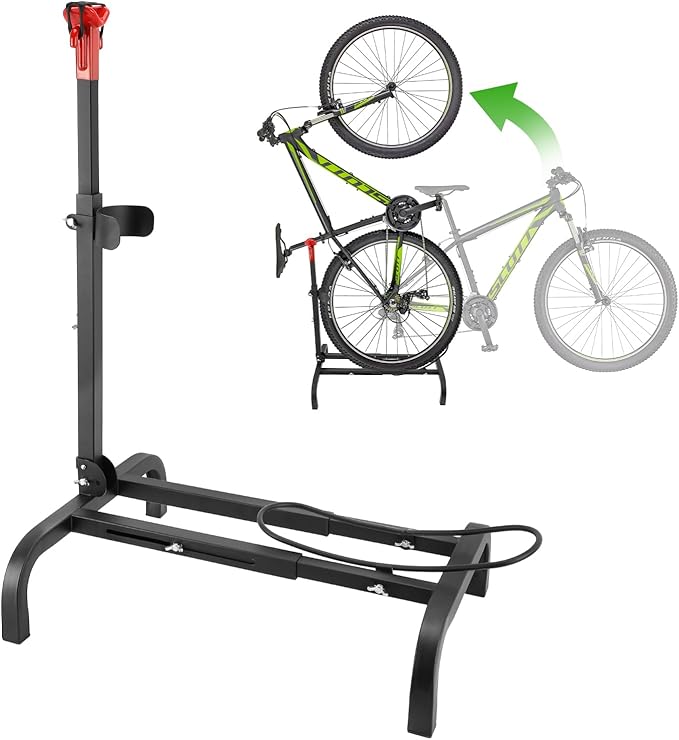 SANLIKE Vertical Bike Stand,Freestanding Space-Saving Bike Rack with Adjustable Height,The Original Vertical Bicycle Floor Stand for Garage Storage, Indoor and Outdoor-Safe & Secure Bike Storage Rack