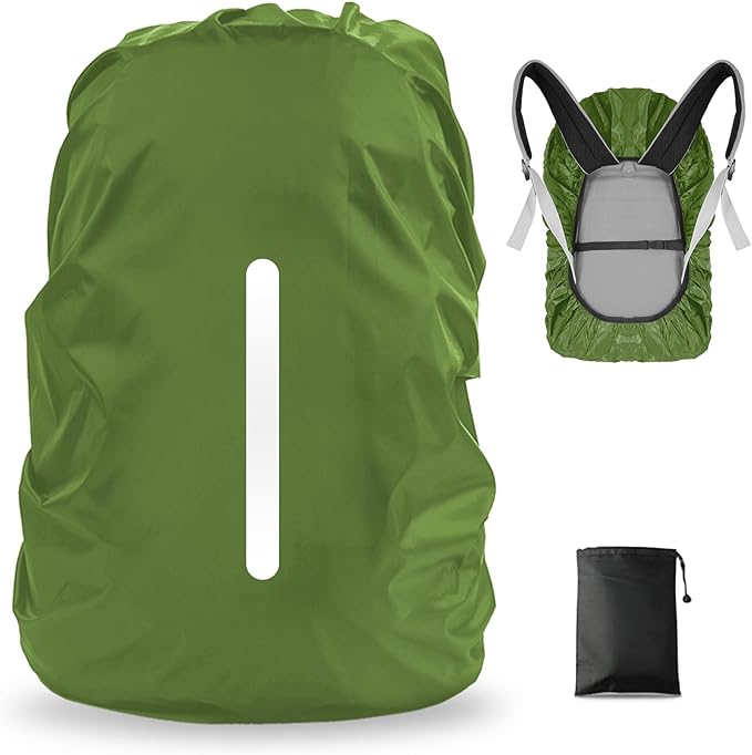 LAMA Waterproof Backpack Rain Cover, Reflective Rucksack Rain Cover for Anti-Dust/Anti-Theft/Bicycling/Hiking/Camping/Traveling/Outdoor Activities,XXL Size (for 75L-85L Backpack),1 Pcs Army Green