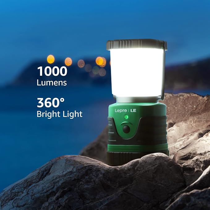 Lepro Bundle - 1000LM LED Camping Lantern Rechargeable, 4400mAh Power Bank & PR320019 Super Bright Head lamp with Motion Sensor, 230° Wide Beam & Adjustable