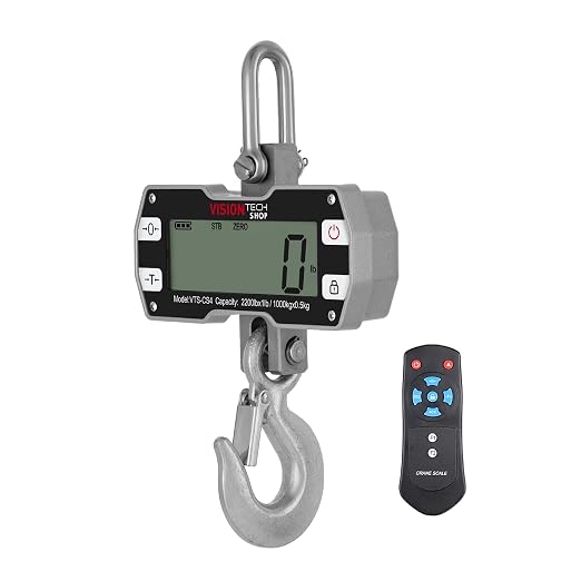 VisionTechShop Digital Crane Scale, VTS-CS4 2200lb/1000kg Heavy Duty Compact Hanging Industrial Scale with Remote Control, Large LCD Display, Backlight for Farm, Factory, Construction