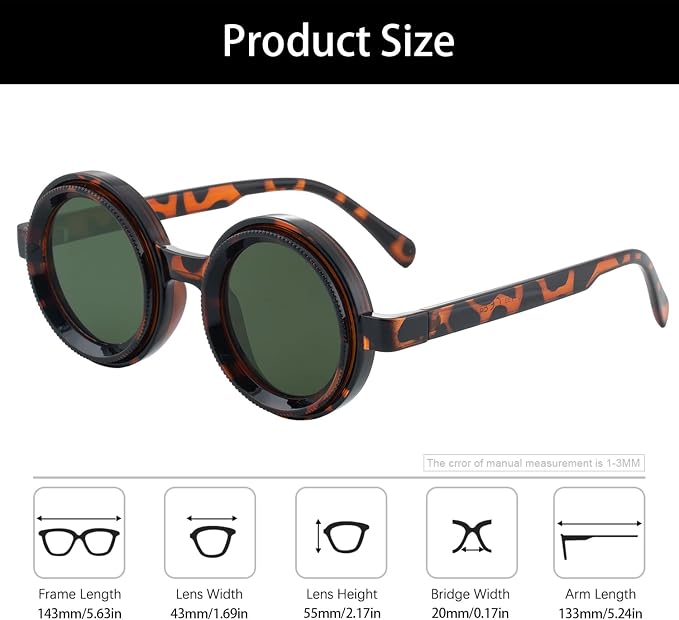 Polarized Adjustable Sunglasses HD Retro Round Glasses with ND Filter Lenses for Fishing/Street Photography Men Women