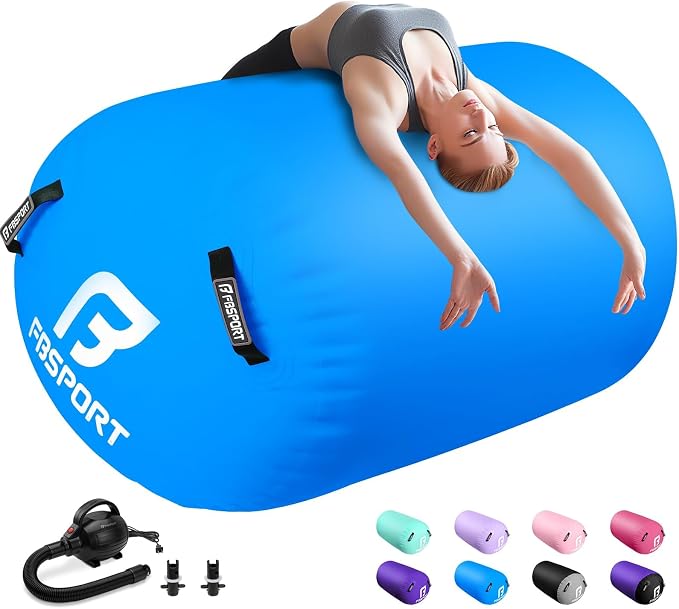 FBSPORT Air Roller Gymnastics Barrel, Inflatable Gymnastics Air Roller Inflatable Air Gymnastics Mat for Yoga Cheerleading Training Home Outdoor Indoor Use