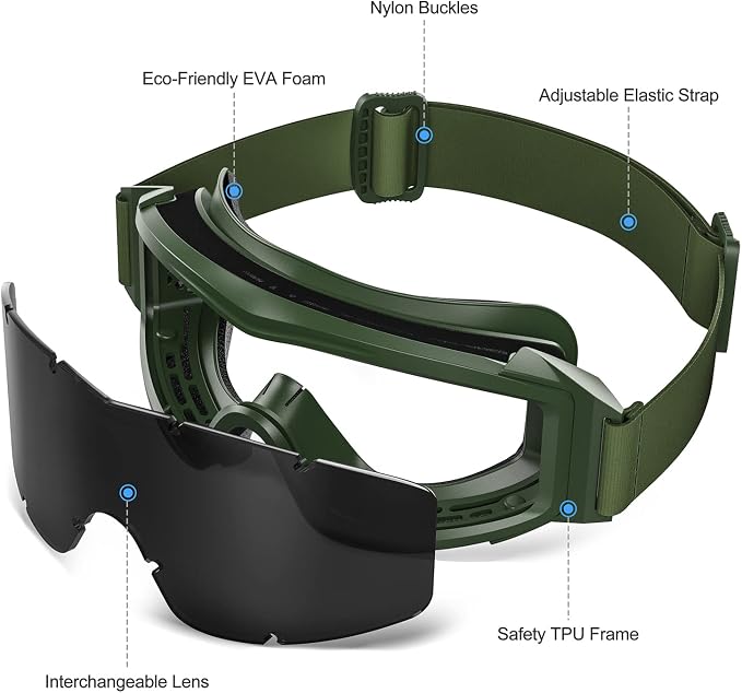 xaegistac Tactical Airsoft Goggles Anti Fog Military Glasses, Ballistic Safety Goggles for Shooting Hunting