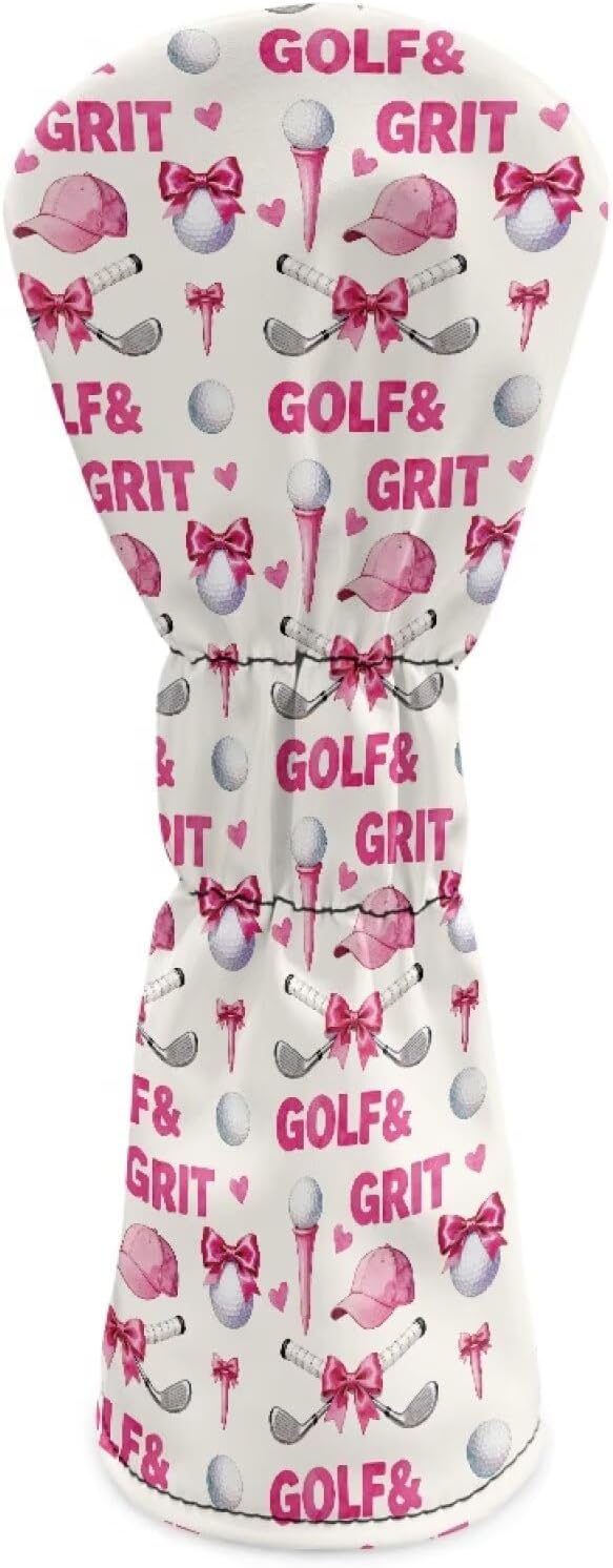 Rnyleeg Golf Club Head Covers for Women Driver Head Cover Leather Fairway Wood Headcover Hybrid Headcovers for Golf Clubs