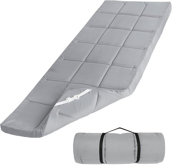 SPRINGSPIRIT Cot Mattress Topper (Improved Thickness), Foam Quilted Pads for Camping, Soft Comfortable Sleeping Cot Mattress Pad Only, Camping Pad 75"x30" for Camp Cot/Rv Bunk/Narrow Twin Beds, Navy