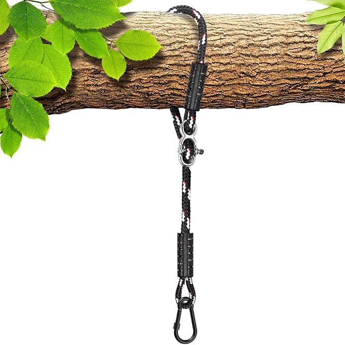 SELEWARE Tree Swing Rope Hammock Tree Straps Hanging Kit, Adjustable Rope Fast & Easy to Hang Hammock Chair Swing for Indoor Outdoor Tree Branch Camping Playground Accessories (Black, 10ft, 1 Pack)