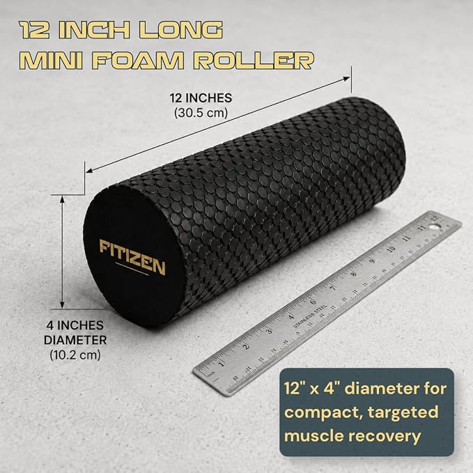 Fitizen Foam Roller – Muscle Massage Rehab Stiff Back Pain Physical Therapy Deep Tissue Firm Exercise Equipment Home Gym Stress Yoga Pilates for The Fit Citizen by FitNation