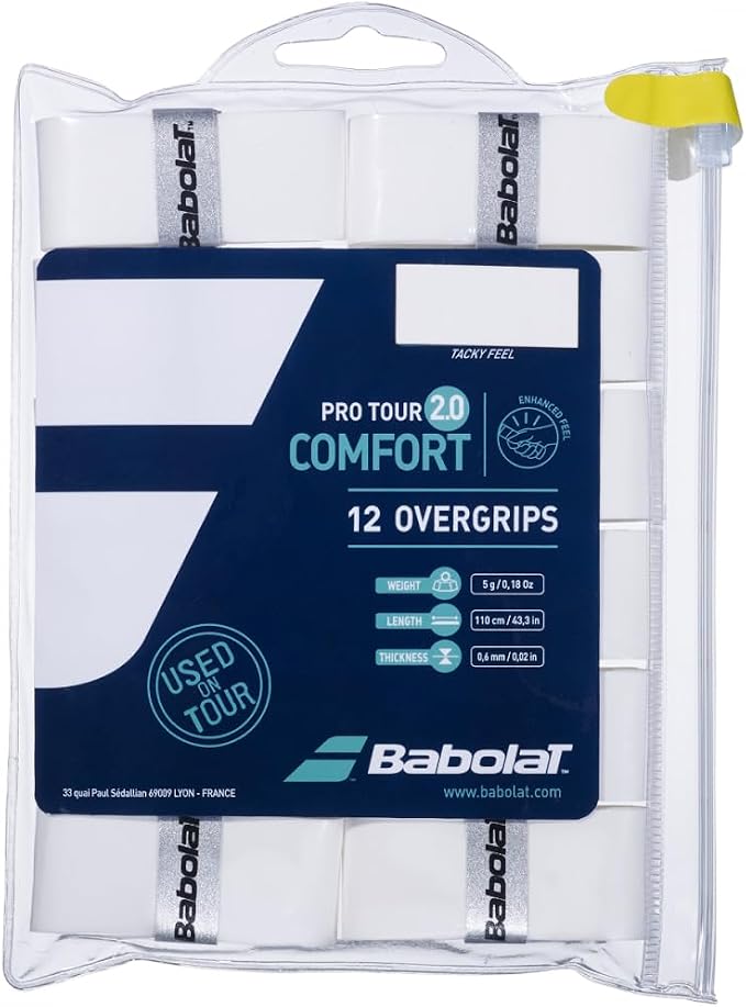 Babolat Pro Tour 2.0 Comfort Overgrip White (12-Pack)