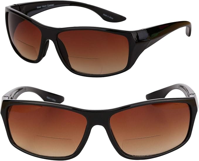 Mass Vision 'The Driver' 2 Pair of Unisex Bifocal Reading Sunglasses with High Definition Amber Lenses - UV400 Protection