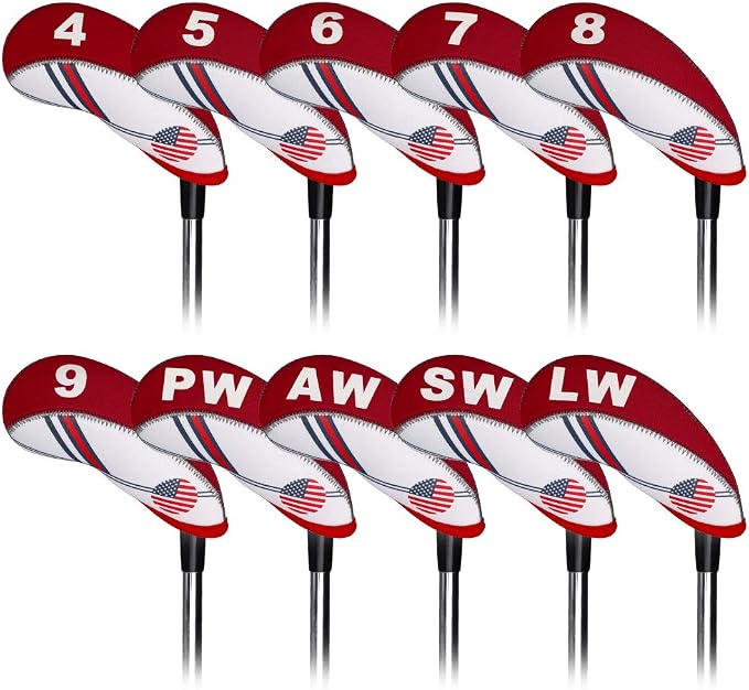 Craftsman Golf Red and White US Flag Neoprene Golf Club Head Cover+1 PC Mallet Putter Cover