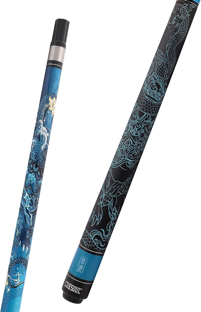 CUESOUL 19oz Pool Cue with Black case,13mm Tip,58inches Mythological Symbols Pattern 4 Styles