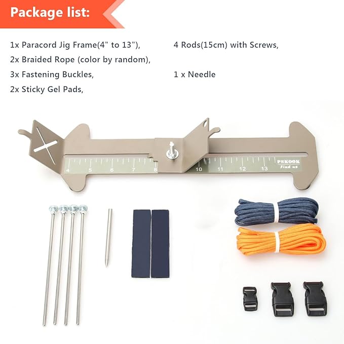 Catcan 2 in 1 Paracord Bracelet Jig, Paracord Jigs and Tools, Adjustable Length DIY Craft Bracelet Making Kit 4" to 13" with Free Cord and Buckles