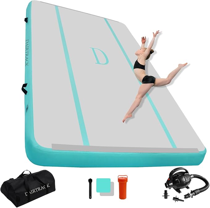 DAIRTRACK Inflatable Gymnastics Air Mat 10ft/13ft/16ft/20ft Tumble Track Tumbling Mats for Home Use/Gym/Training/Cheerleading/Yoga/Water