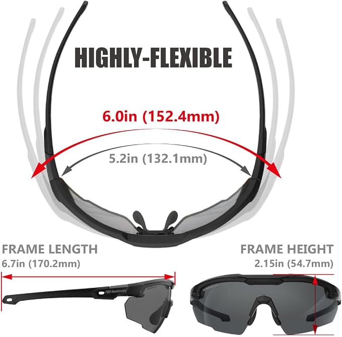 HTS HUNTERSKY Ballistic Tactical Shooting Glasses ANSI Z87+ UV400 Protective Eyewear