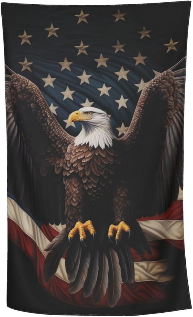 Cute Bird Beach Towel,32x52in,Quick-Dry Sand-Free Bath Towels,Microfiber Lightweight for Travel Pool Yoga Beach Outdoor Activities Decor Accessories Gifts (Eagle and American Flag)