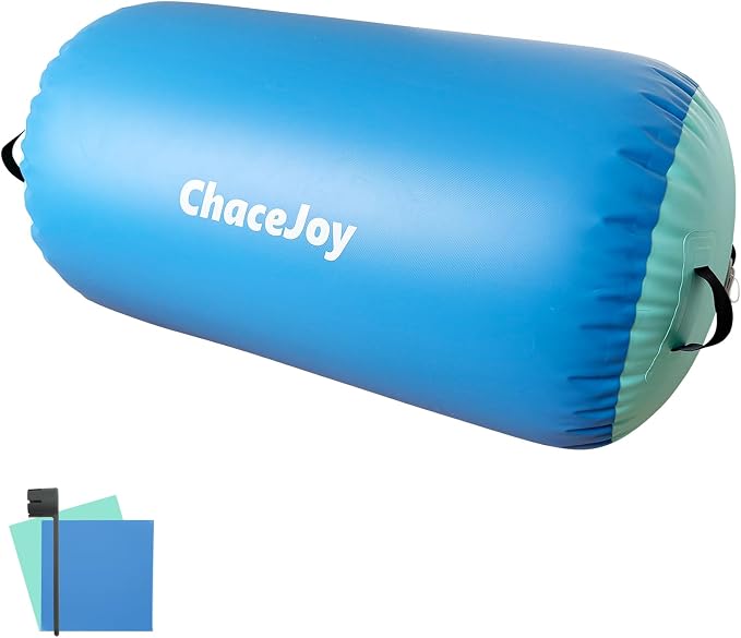 Gymnastics Air Barrel Inflatable Tumbling Roller for Cheerleading and Gymnastics Home Training Perfect for Back Handspring Practice Tumbling Drills Air Roller for Kids and Adults Includes Repair Kit