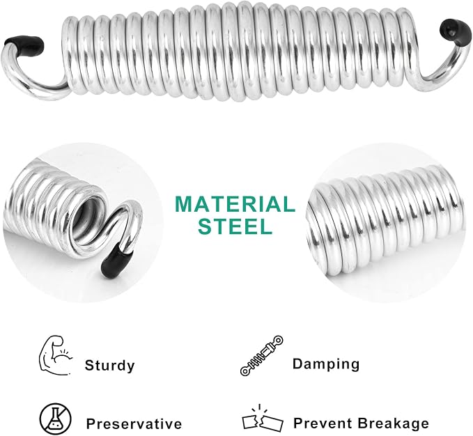 Porch Swing Springs Hammock Chair Spring Hold up to 1600lbs Heavy-Duty Chrome Springs for Hanging Chairs Ceiling Mount Porch Swings Punching Bag - 2 PCS Sliver
