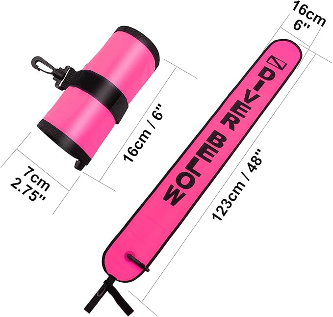 Surface Marker Buoy, Scuba Diving Surface Marker Signal Tube with Reflective Strip and Plastic Clip