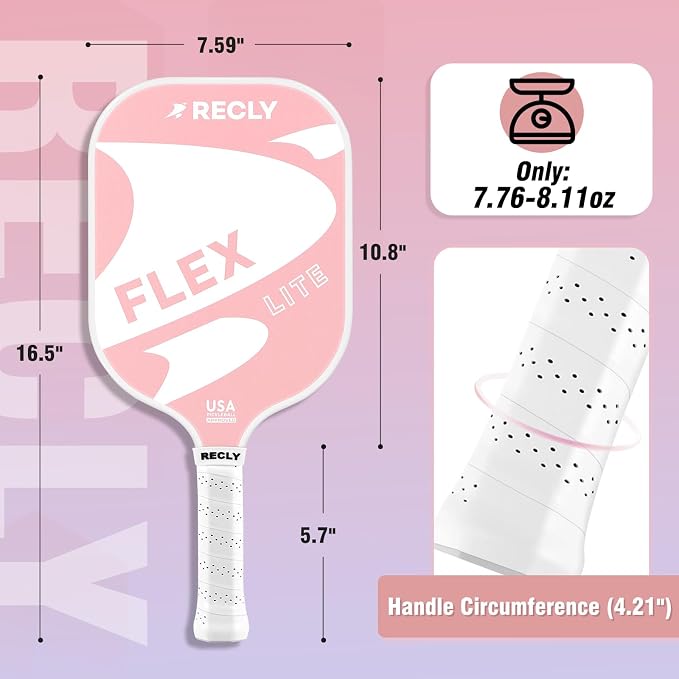 Recly Pickleball Paddles, Carbon Fiber Pickleball Paddle with UV Printed Finish & Sure-Grip Elongated Handle 14MM,USAPA Approved for Beginner and Professional Players