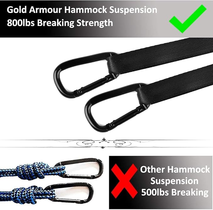 Gold Armour Camping Hammock - XL Double Hammock Portable Hammock Camping Accessories Gear for Outdoor Indoor with Tree Straps, USA Based Brand (Yellow and Pink)