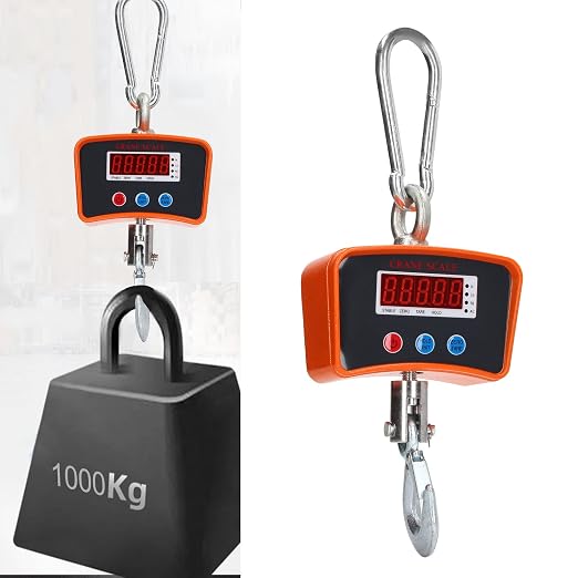 Electronic Hook Scale, 1000KG Heavy Duty Industrial Crane Scale Rechargeable Digital Hanging Scale with Backlit LCD Display Smart Weighing Crane Hook Scale for Farm, Construction, Warehouse(#2)