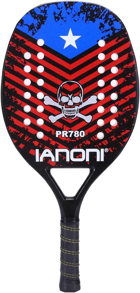ianoni Beach Tennis Racket,Carbon Fiber Grit Face with EVA Memory Foam Core Beach Tennis Racket