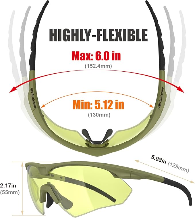 HTS HUNTERSKY S53 Anti Fog Tactical Shooting Range Safety Glasses ANSI Z87.1 Ballistic Eye Protection Hunting Airsoft Riding
