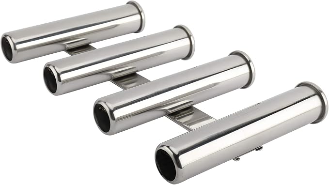 YaeMarine Fishing Rod Holder 316 Stainless Steel Fishing Rod Rack 3Tube/4Tube/5Tube/6Tube Mirror Finish for Marine Boat Yacht Camper