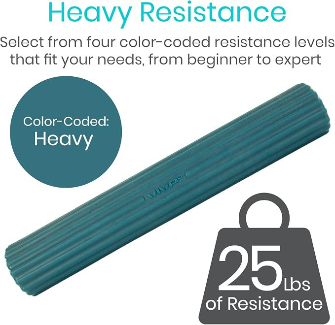 Vive Flex Therapy Bar for Tennis Elbow Relief (Heavy) - Physical Therapy Aid, Improve Tendonitis & Grip Strength - Resistance for Golfers, Hand, Epicondylitis, Equipment - Strengthens Wrist & Forearm