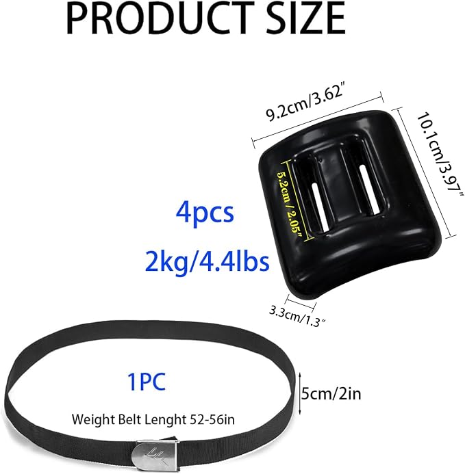 Dive Weights for Scuba Diving Weight Belt(1lb-4.4lb / 0.5kg-2kg),Vinyl Scuba Weights, Coated Dive Weights,Coated Lead Diving Weights, Dive Belt Weights for Freediving, Spearfishing
