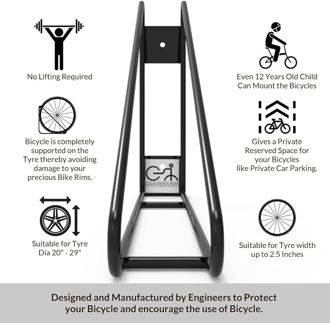 Bike Wall Mount Vertical Bike Hanger for Home Space Saving Rack Storage Mount for Garage or Home Bicycle Holder for Mountain Bikes Road Bikes Holds up to 77lbs Black,Pack of 2