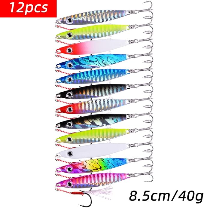 Aorace Jigging Lure Lead Fish Metal Jig Fishing Lure Paillette Knife Artificial Hard Bait Laser Body