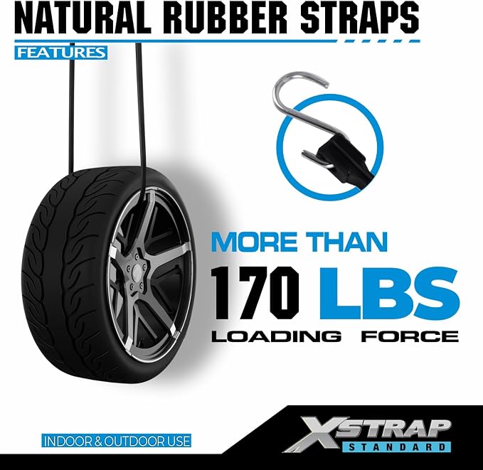XSTRAP STANDARD 20 Pack 15'' Adjustable Rubber Tarp Straps, EPDM Bungee Cords with Hooks, Ideal for Securing Tarps, Canvases, Flatbed Trailers
