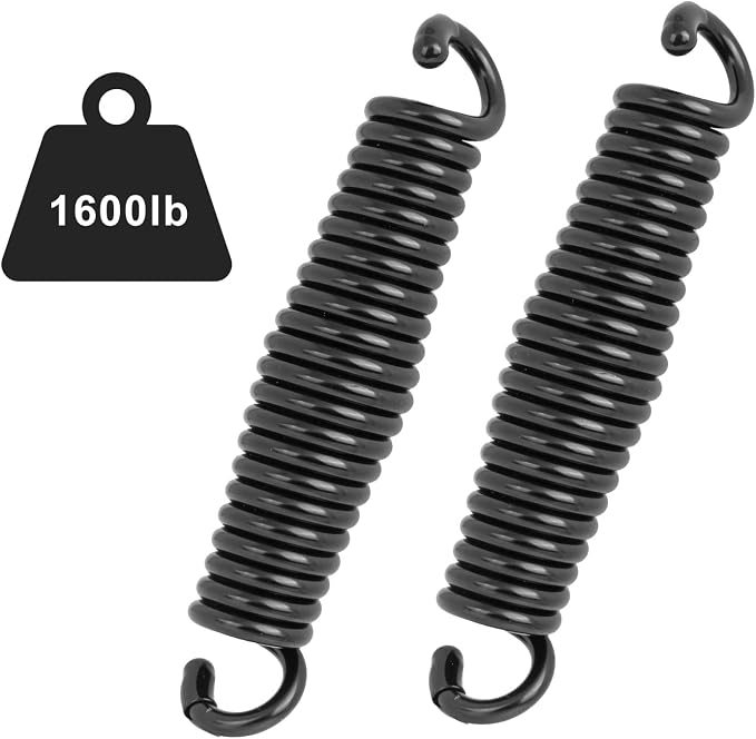 Porch Swing Springs Hammock Chair Spring Hold up to 1600lbs Heavy-Duty Chr-ome Springs for Hanging Chairs Ceiling Mount Porch Swings Punching Bag - 2 PCS Black