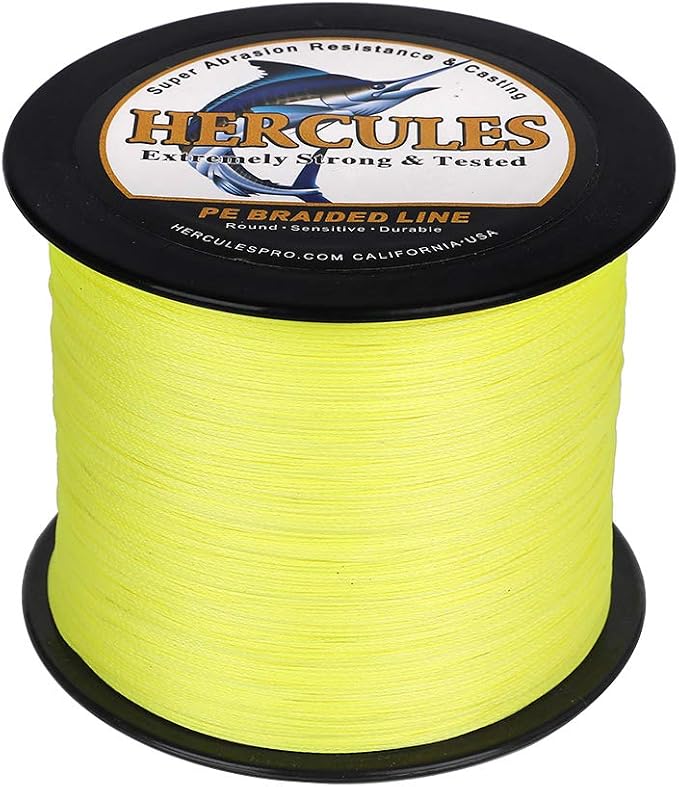 HERCULES Cost-Effective Super Strong 4 Strands Braided Fishing Line 6LB to 100LB Test for Salt-Water, 109/328 / 547/1094 Yards (100M / 300M / 500M / 1000M), Diam# 0.08MM - 0.55MM, Hi-Grade