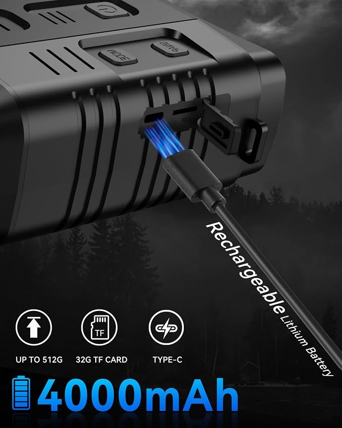 4K Day/Night Vision Goggles | Smart App Night Vision Binoculars - Up to 2642 FT Viewing Range, 3" HD LCD Screen, 4000mAh Rechargeable Battery, Includes 32GB Card, Video & Audio Recording for Camping