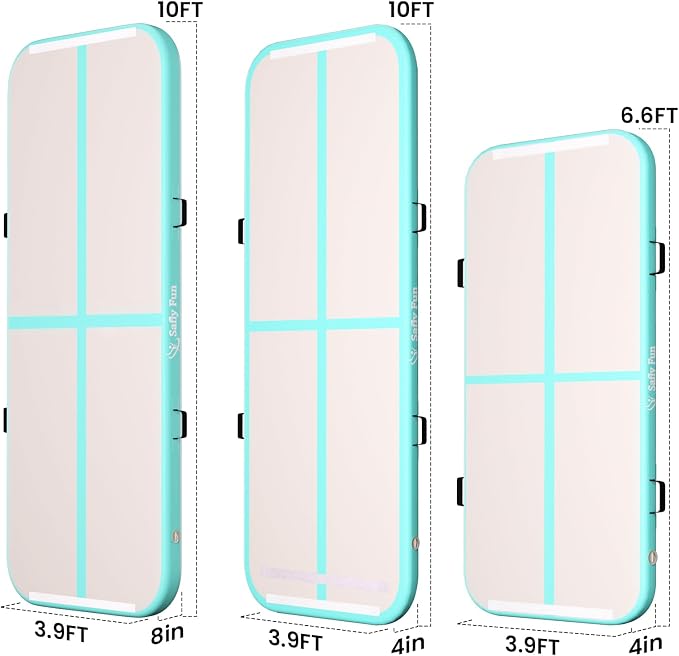 Inflatable Gymnastics Mat 6.6ft/10ft Air Tumble Track Training Mat 4/8 inches Thick Tumbling mat with Electric Pump for Home Use/Tumble/Gym/Training/Cheerleading/Water/Yoga