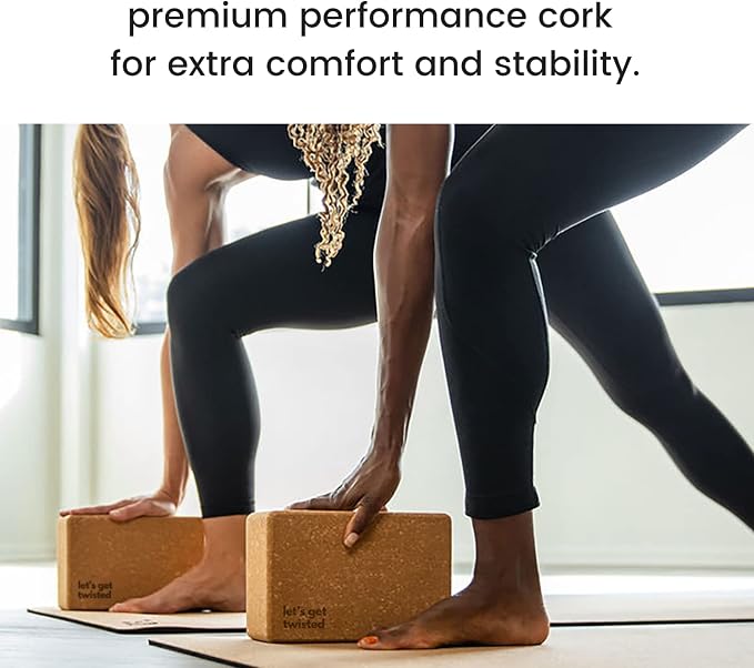 Cork Yoga Blocks 2 Pack – High Density Non Slip with Select Cork Grain for Chip-Resistant Durability | Extra Thick 4” for Support & Stability | Natural, Smooth, and Crumble Free | Body By Yoga