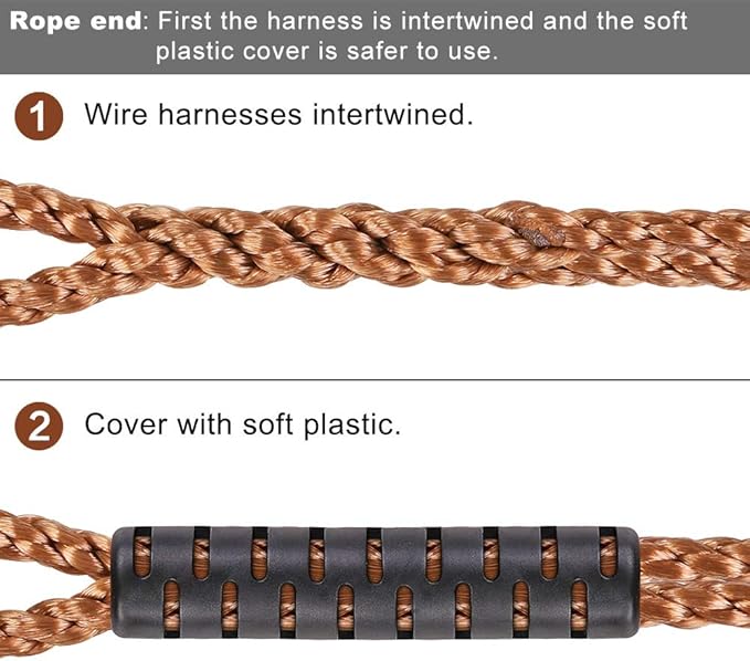 SELEWARE Hammock Straps, Tree Swing Rope, Hammock Chair Hanging Rope Kit W/Carabiner Snap Hook Holds to 1000lbs, for Outdoor Playground Swings Hammock Yoga Boxing, 4 ft, 2 Pack