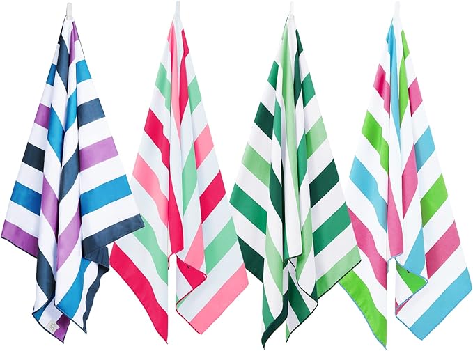 Exclusivo Mezcla 4 Pack Microfiber Quick Dry Beach Towels, Large Lightweight Sandfree Pool Towels for Swimming Camping Travel with Bag (Mixed Color, 30x60 Inches)