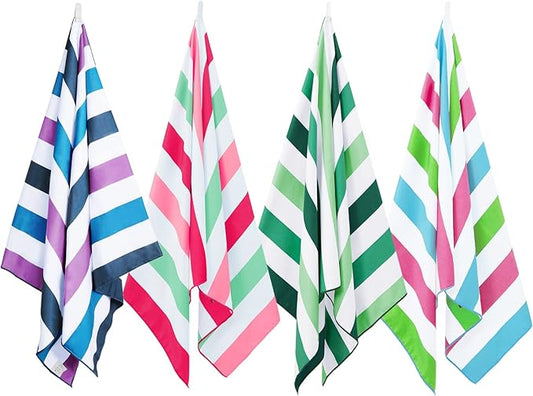 Exclusivo Mezcla 4 Pack Microfiber Quick Dry Beach Towels, Large Lightweight Sandfree Pool Towels for Swimming Camping Travel with Bag (Mixed Color, 30x60 Inches)