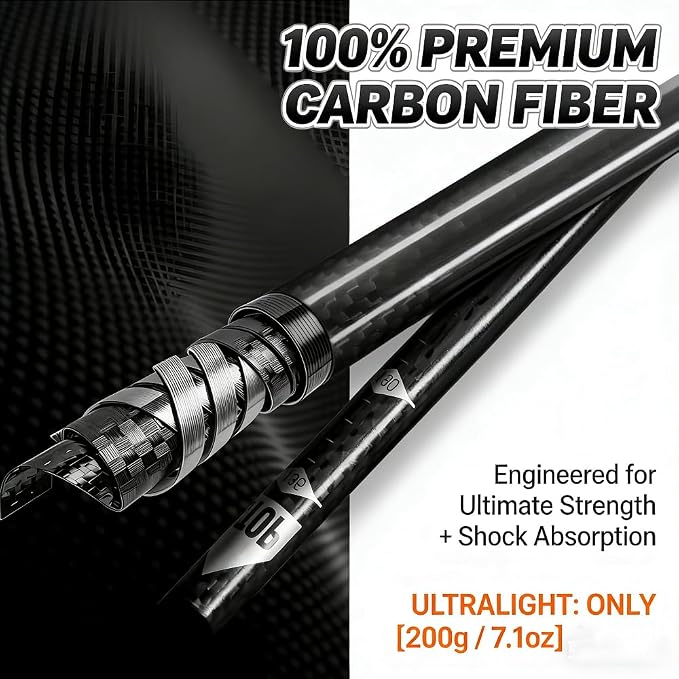 Ultralight 7.6oz 100% Carbon Fiber Trekking Poles, 2-Pack Collapsible Anti-Shock Hiking Poles with Tungsten Carbide Tips & EVA Foam Grip, Compact for Backpacking, Camping, Mountaineering