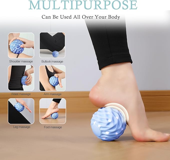 Massage Balls, 2 Pack Firm Silicone Massage Ball Set (Smooth & Textured, 3.54" & 3.22"), Muscle Relaxation, Trigger Point & Myofascial Release for Back, Neck, Shoulder & Foot
