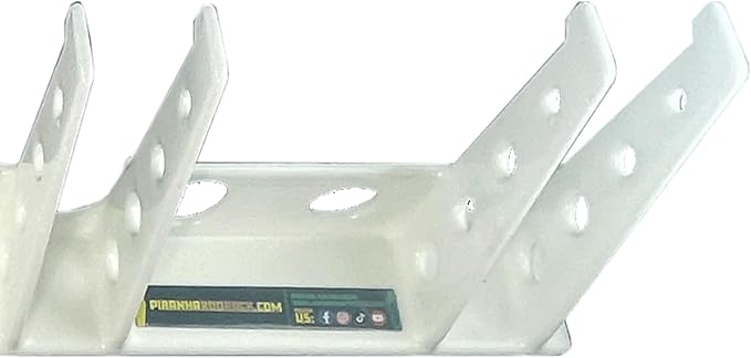 Piranha Vinyl Coated Steel Garage Organizer with Wood Tapping Screws for Hand Tools, Fishing Rods, and Trimmers, White