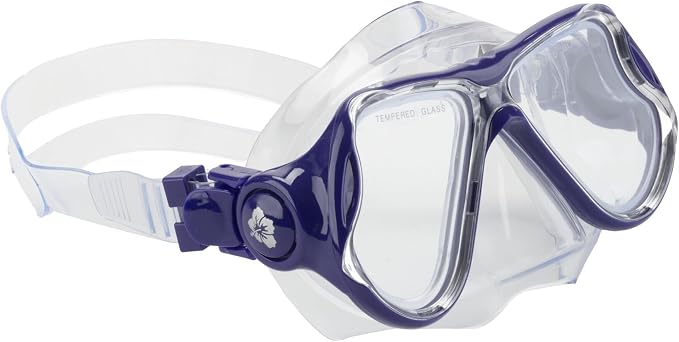 Hawaii Divers Manta Ray Adult Snorkel Set - Premium 2-Window Tempered Glass Snorkel Mask with Silicone Mouthpiece, Snorkeling Gear for Adults