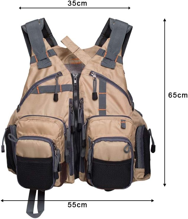Waxaya Lightweight Fly Fishing Vest with Multi Pockets Adjustable Size Mesh Fishing Backpack for Men and Women