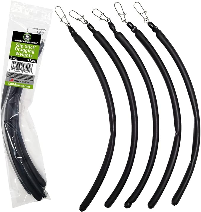 Slip Stick Dragging Weights, No-Snag Sinkers for Dragging, Trolling, Drift, Bottom Bouncing. Curved Flexible Trolling Lead