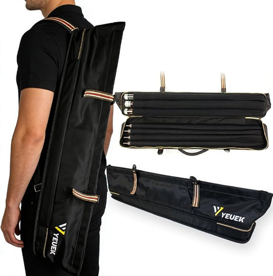 Pool Cue Case 3x4,Pool Stick Case 3 Sticks with Accessory Zipper Pockets,Cue Stick Case with Shoulder Strap Handle,Billiard Pool Cue Carrying Case with Large Front Accessory Pocket