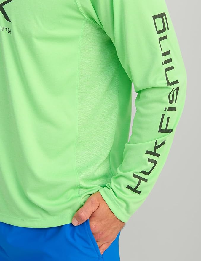 HUK Mens Pursuit Vented Long Sleeve Hoodie, Fishing Shirt with Hood