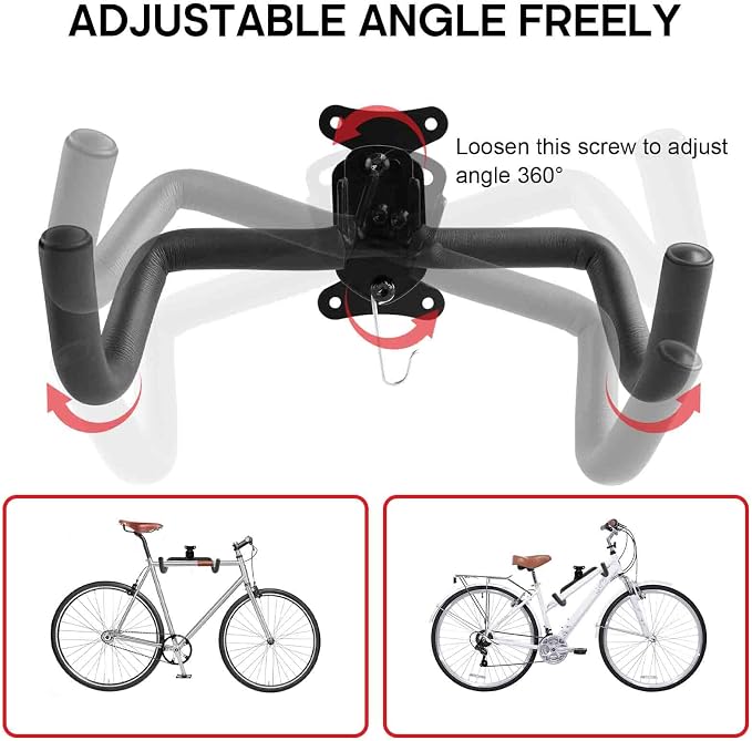 Bike Hanger Wall Mount, 2 Pack Heavy Duty Steel Bike Racks Storage Garage Adjustable Bicycle Hooks for Mountain Hybrid Road Bikes
